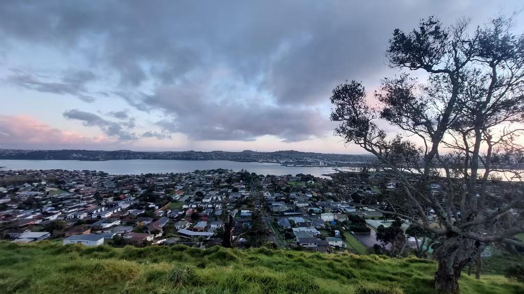 View of Mangere and Manukau Harbour from Mangere Mountain