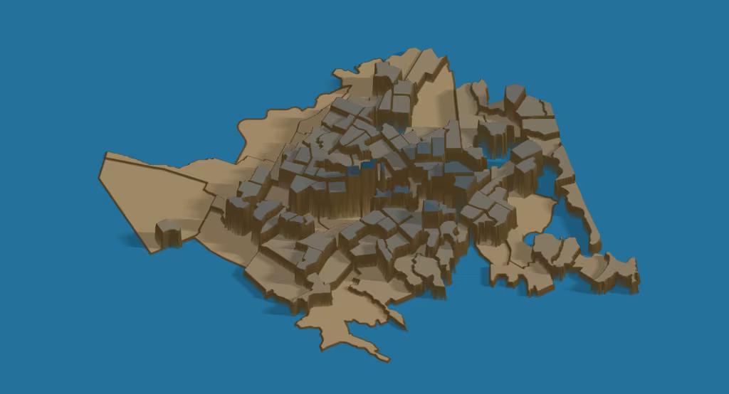 3d map of Christchurch population density