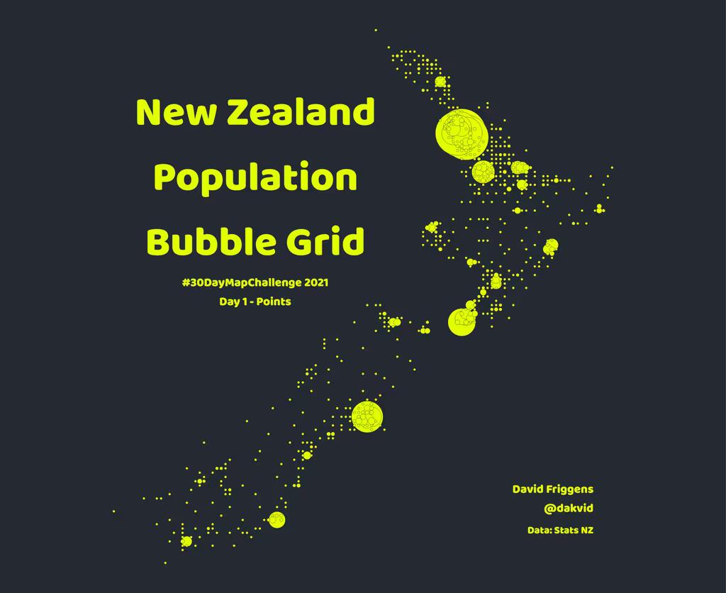Map: New Zealand Population Bubble Grid