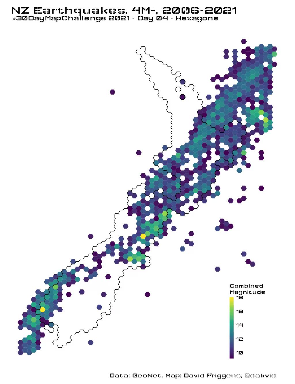 Map: NZ Earthquakes, 4M+, 2006-2021