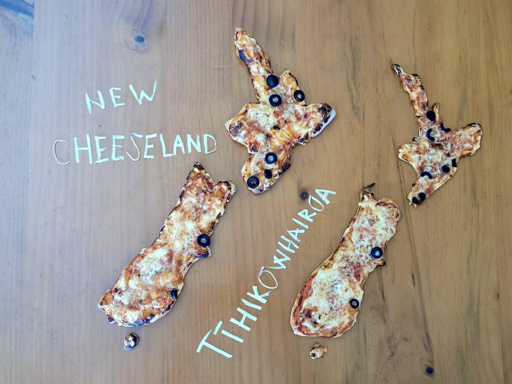 Photo: New Zealand made out of pizza