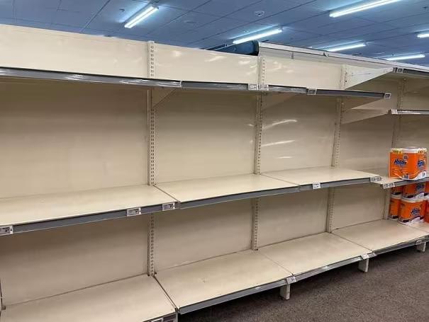Empty toiled paper shelves at Waikanae New World