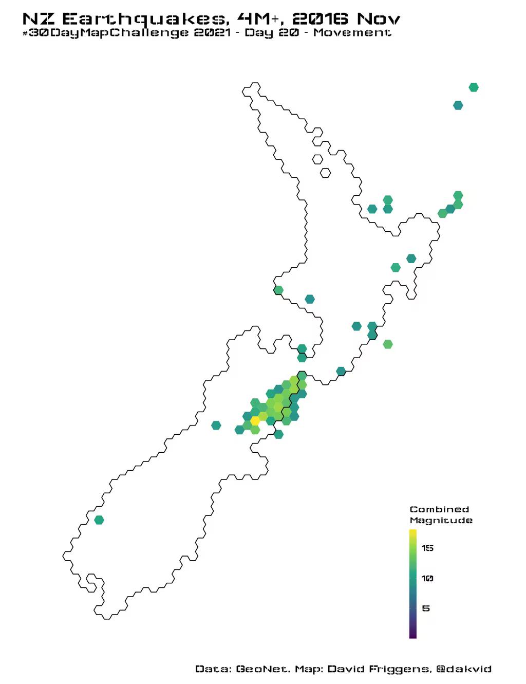 Map: NZ Earthquakes, 4M+, 2016 Nov