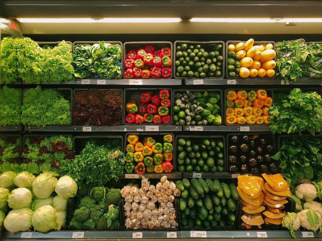 vegetable display at a supermarket