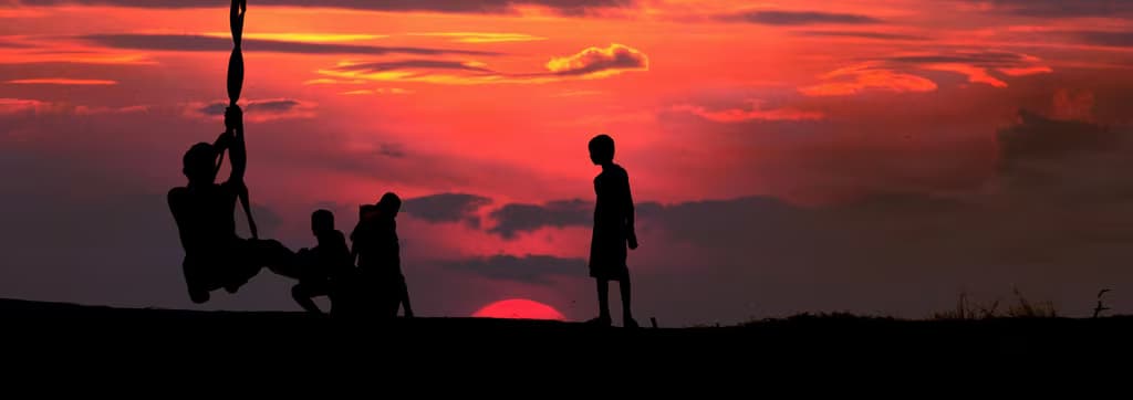 Silhouette Photo of Children Playing
